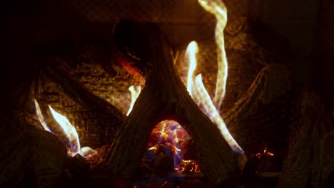 slow motion shot flames on fireplace, natural pattern, close up