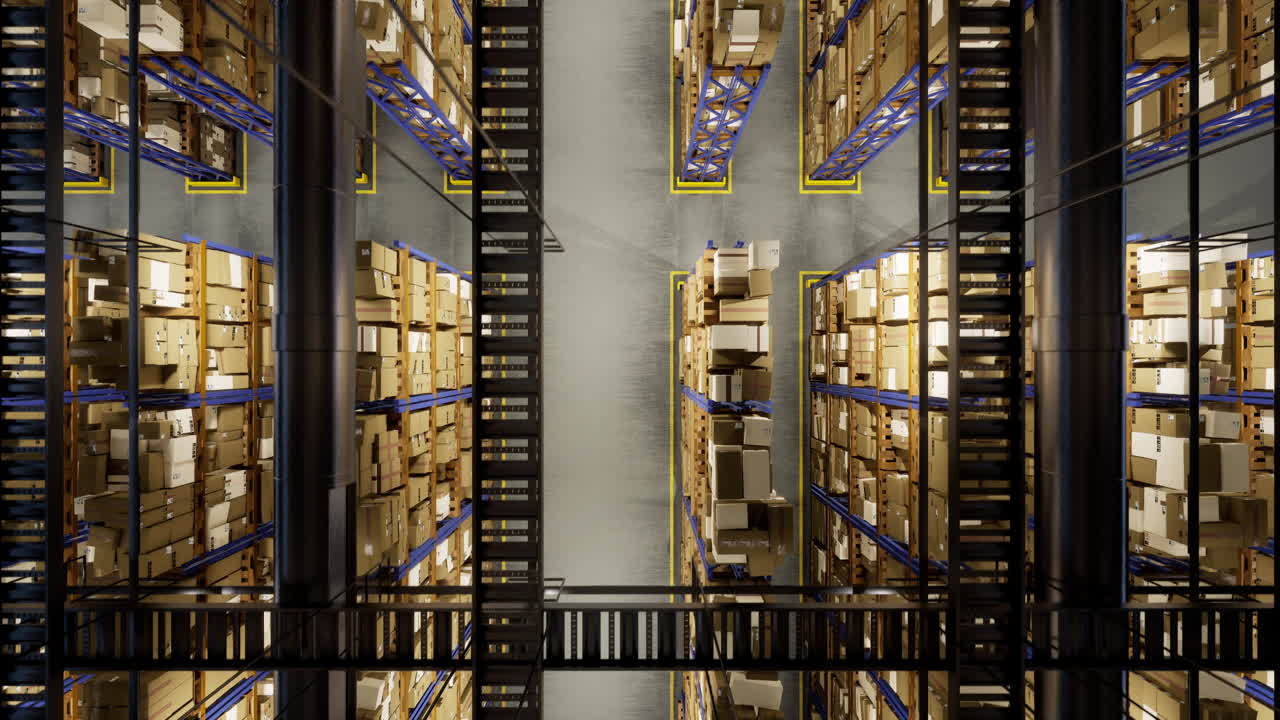 instalación de almacenamiento masivo cargada de mercancías y productos