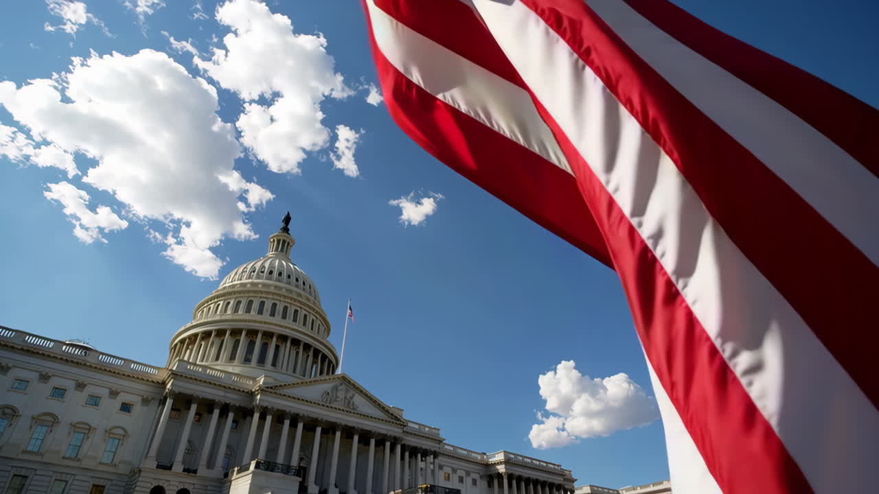 US Capitol Building and Flag