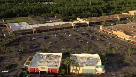 aerial view panning up at silver sands outlet mall in destin florida