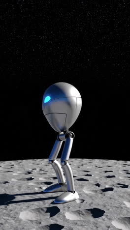 robot on the moon at night