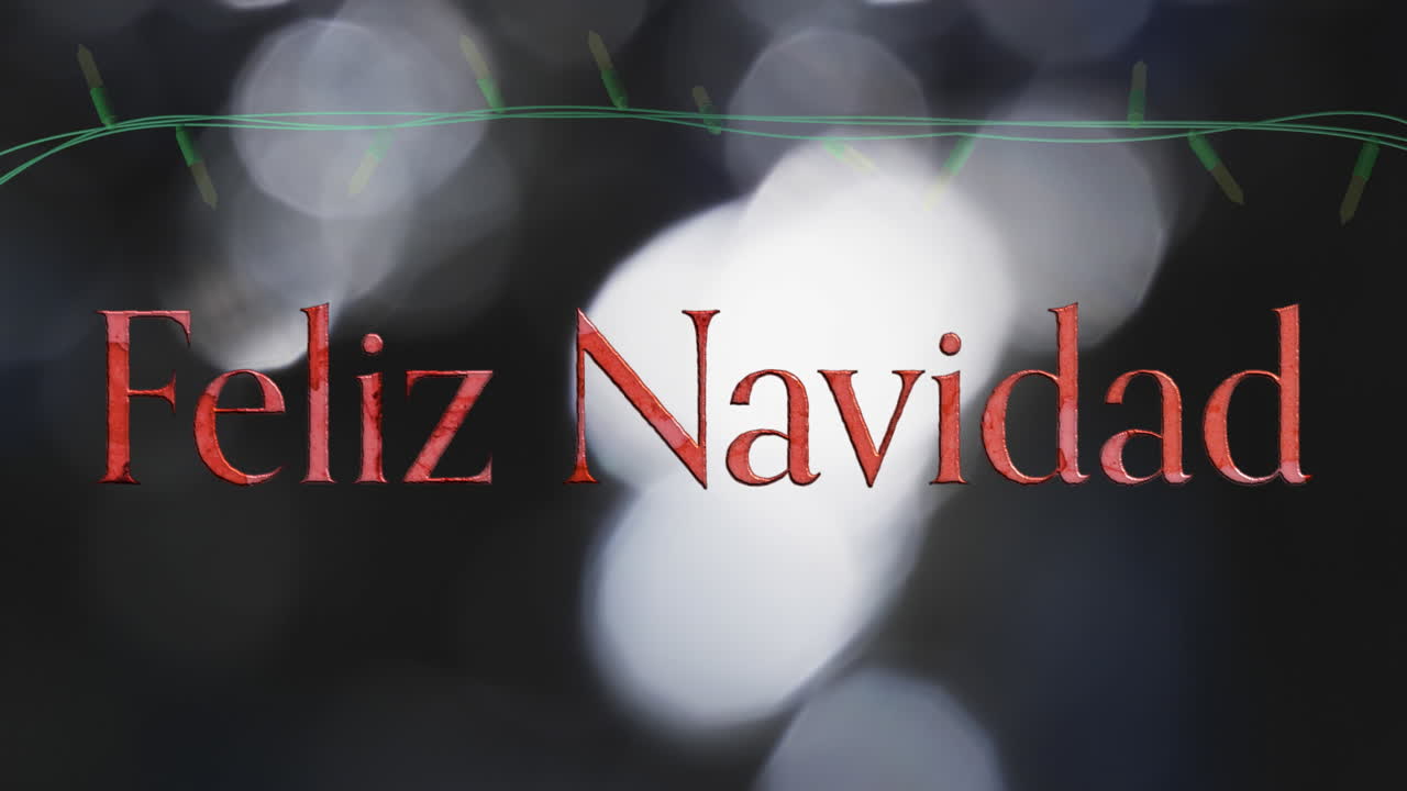 animación de texto de feliz navidad y luces de hadas en fondo negro