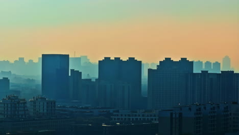 Hazy Cityscape at Dawn or Dusk