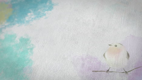 pájaro pintado en acuarela con fondo multicolor