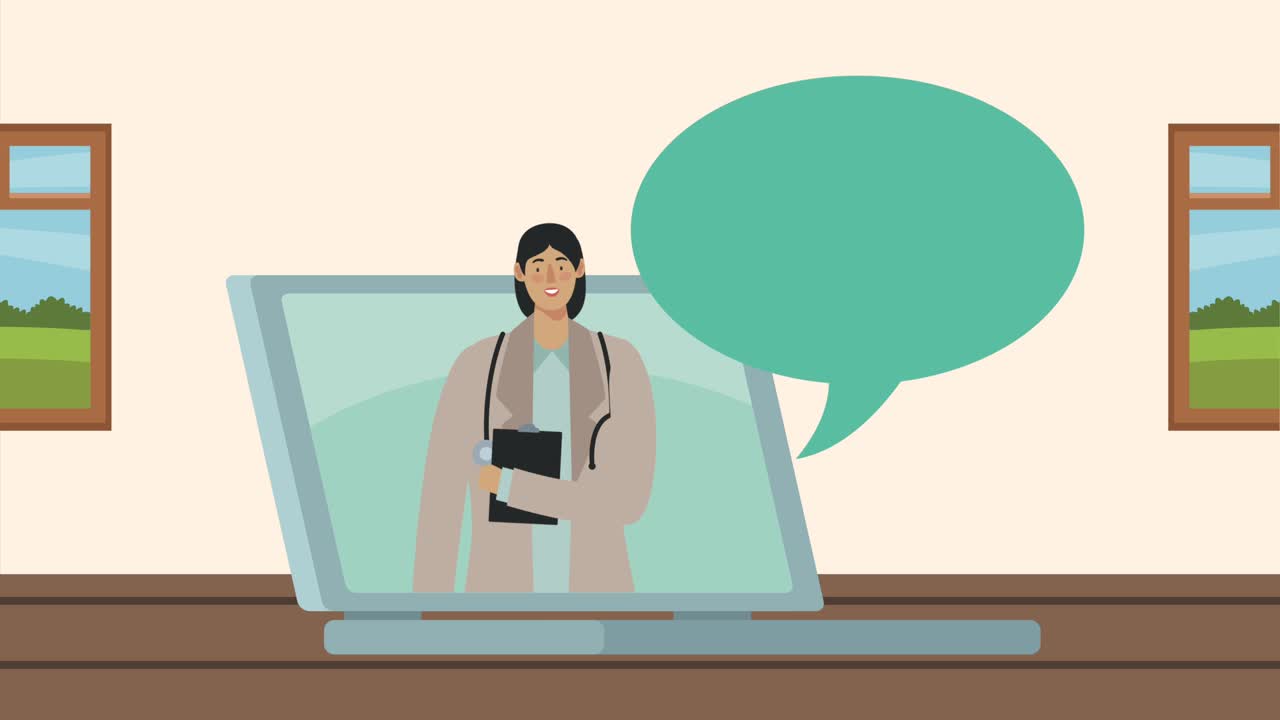 female doctor in laptop telemedicine tech