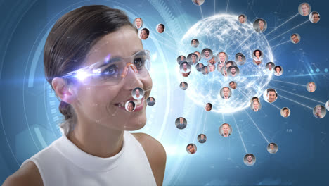 Smiling-woman-is-using-futuristic-glasses