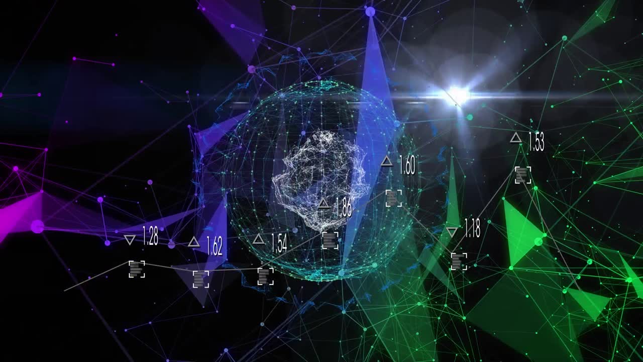 animación del globo con conexiones y procesamiento de datos
