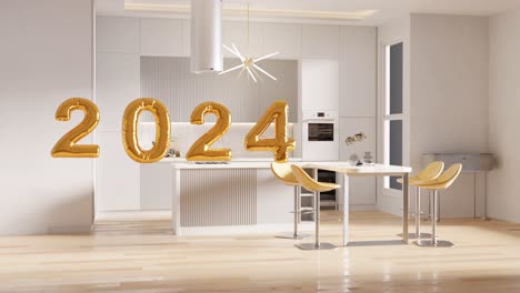 modern kitchen celebrating the year 2024