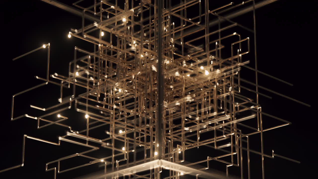 Golden labyrinth with neon fire rages in gatsby style