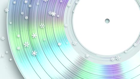 4k. falling snowflakes on the background of platinum vinyl.