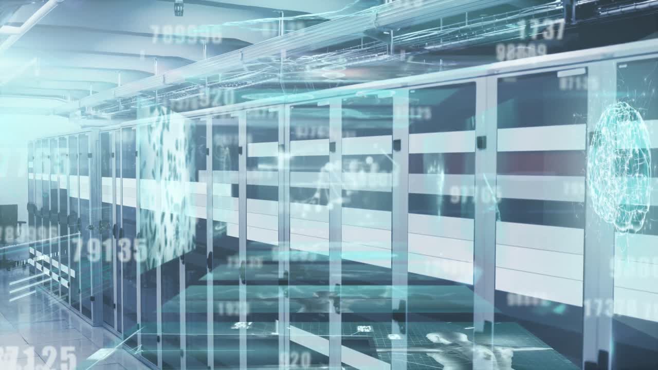 컴퓨터 서버를 통해 데이터 처리의 애니메이션