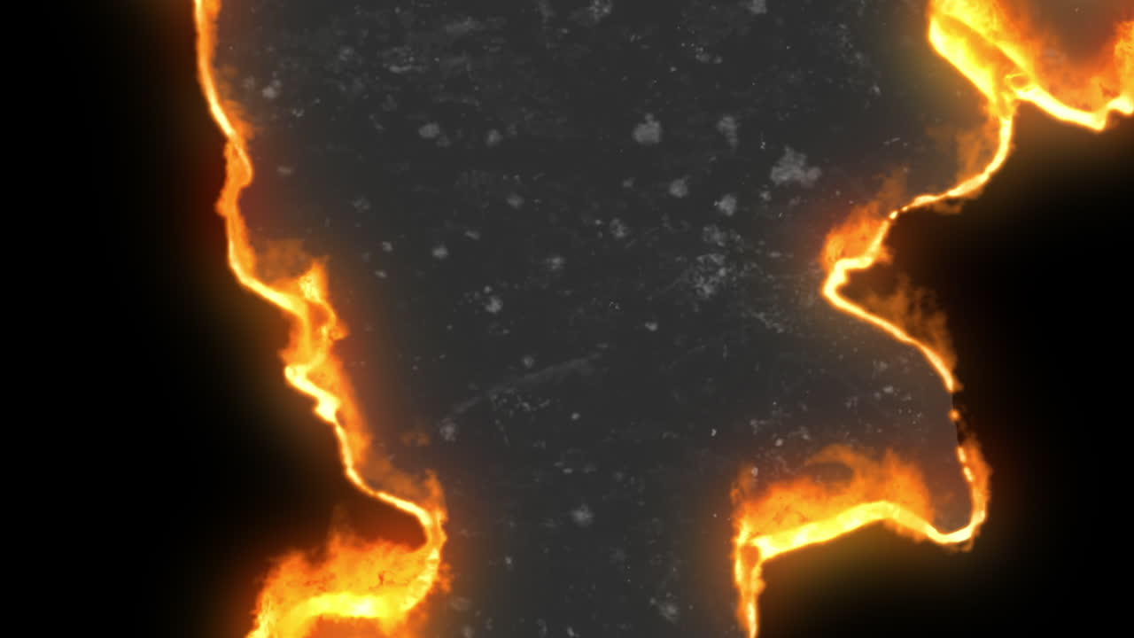 Overlay astratto di fuoco che brucia con polvere e graffi