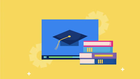 books with graduation hat in webpage