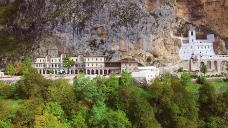 beautiful aerial of the ostrog monastery in montenegro