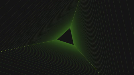 dynamic black and green geometric pattern with central triangle