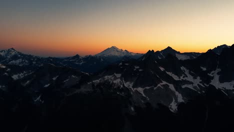 Drone-footage-of-Mt-Baker-at-Sunset-from-British-Columbia,-Canada