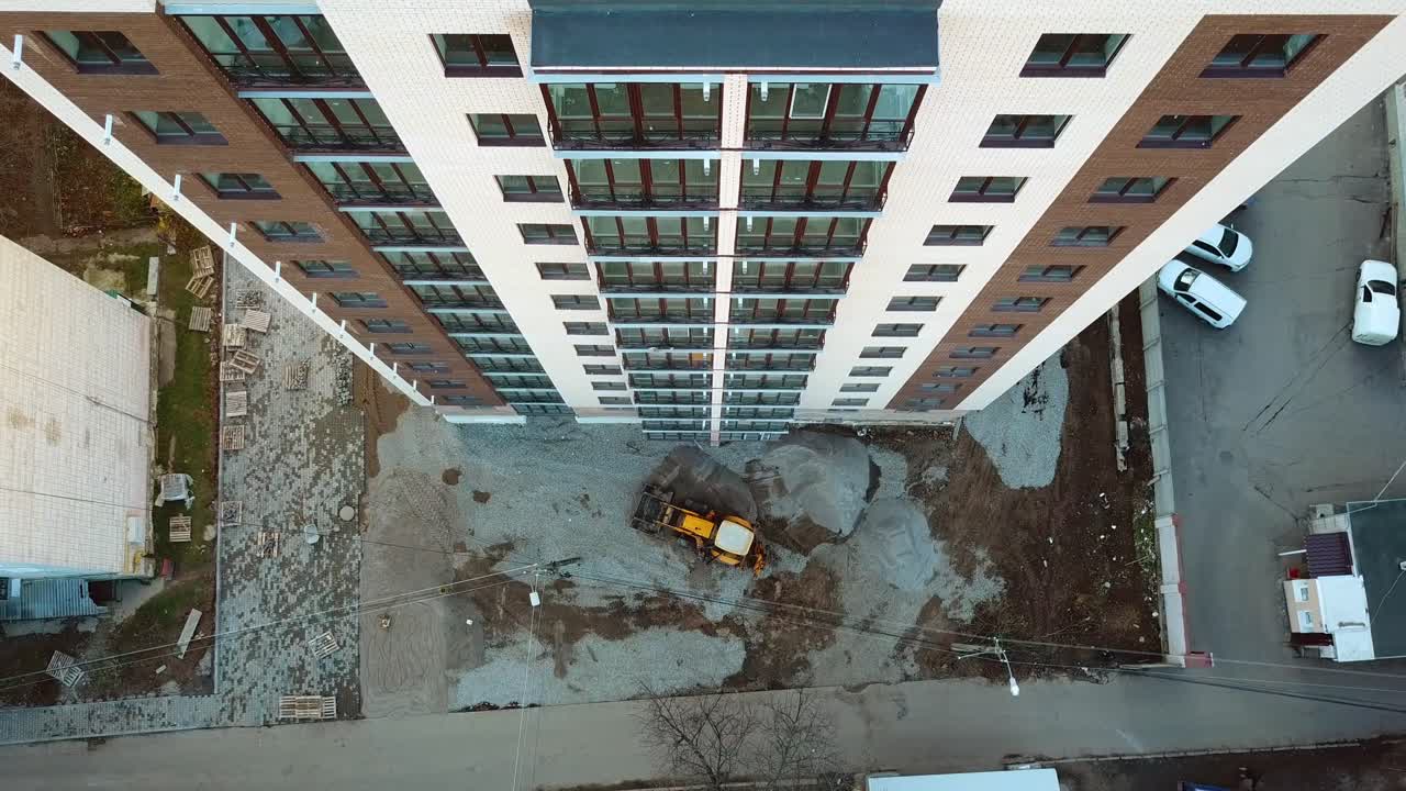 Building under construction. Aerial view of tall buildings under construction