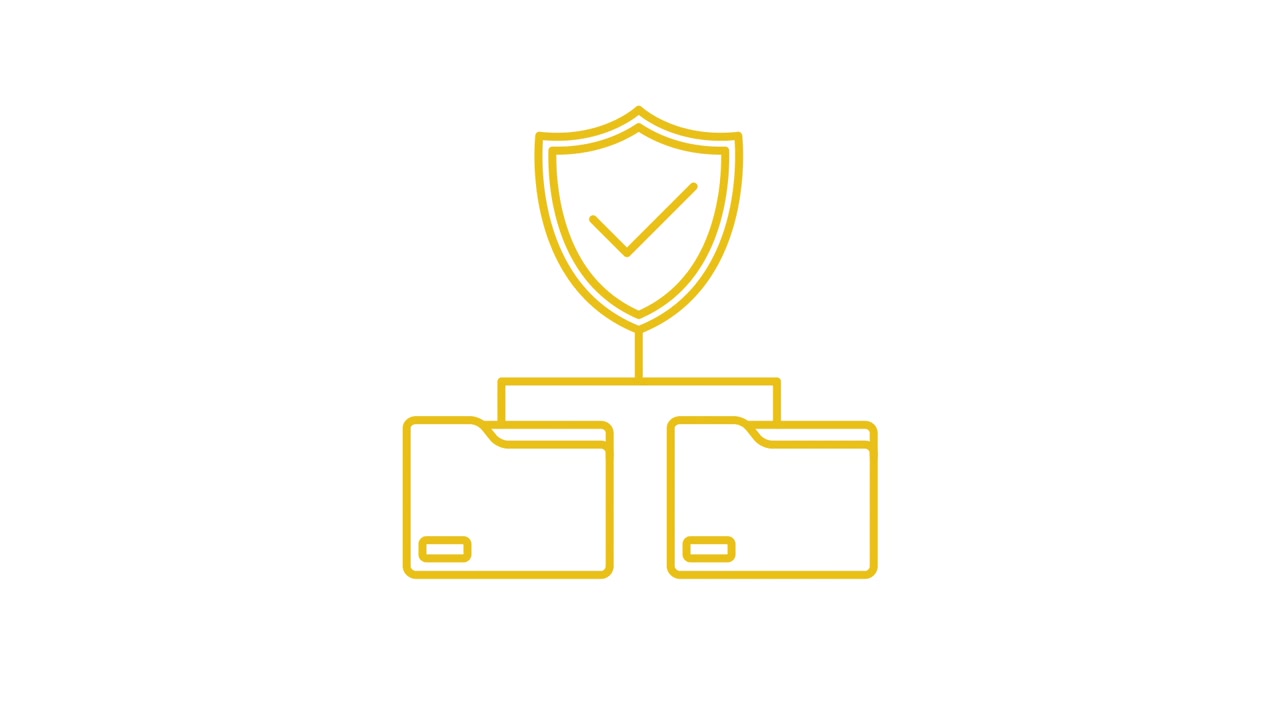Animated Icon of Data Security with Folders and Shield