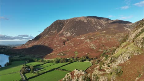 Aerial-View-of-Rannerdale-Valley,-Lake-District,-Cumbria,-England