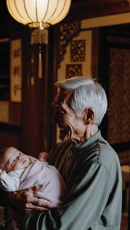 grandfather holding newborn baby