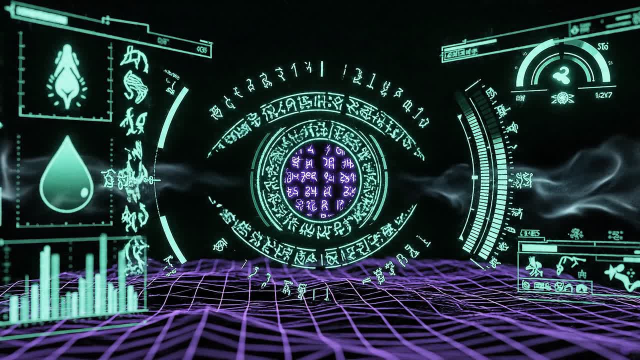 Futuristic Digital Eye Interface with Data Visualization