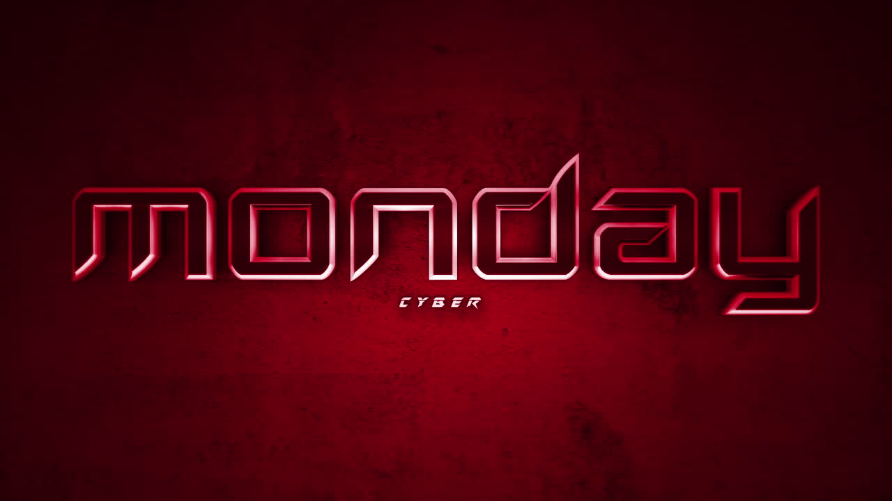 texto de lunes cibernético monocromo oscuro en gradiente rojo profundo