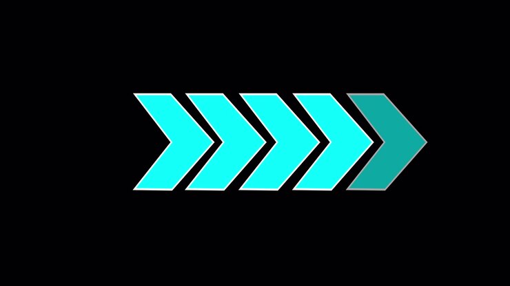 Animating Cyan Chevron Arrows on Black Background