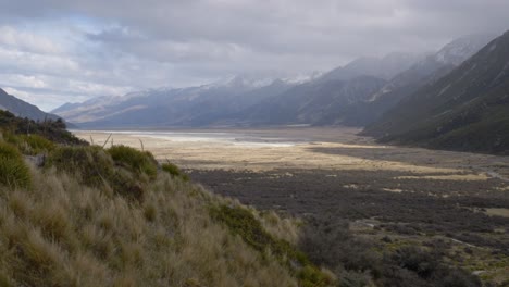 scenic mountains in mount cook aoraki national park in south island, new zealand - wide shot