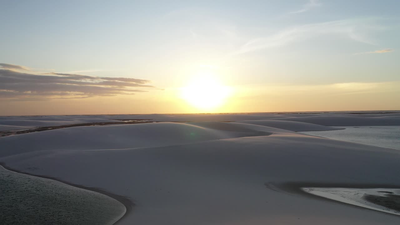 Sunset over the Lençóis Maranhenses National Park in Brazil
