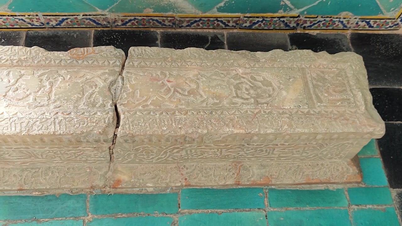 Ancient Stone Sarcophagus with Intricate Islamic Calligraphy and Carvings