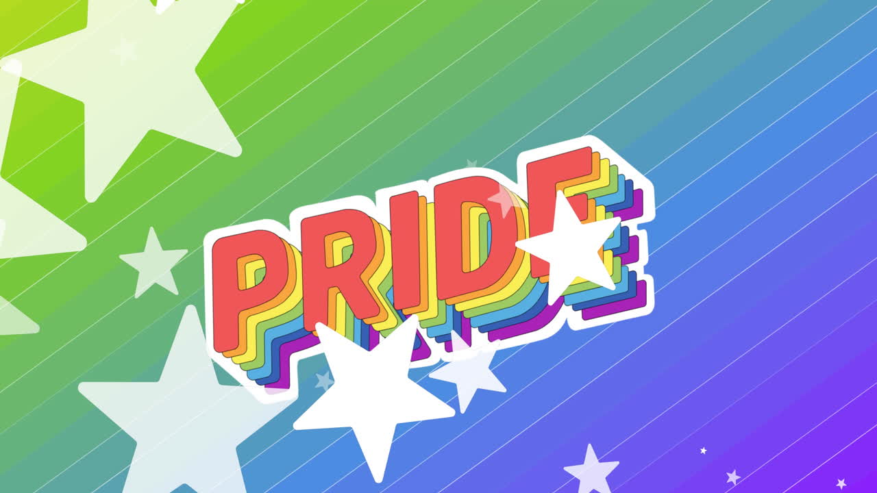 무지개 배경 에 있는 자존심 과 별 들 의 애니메이션