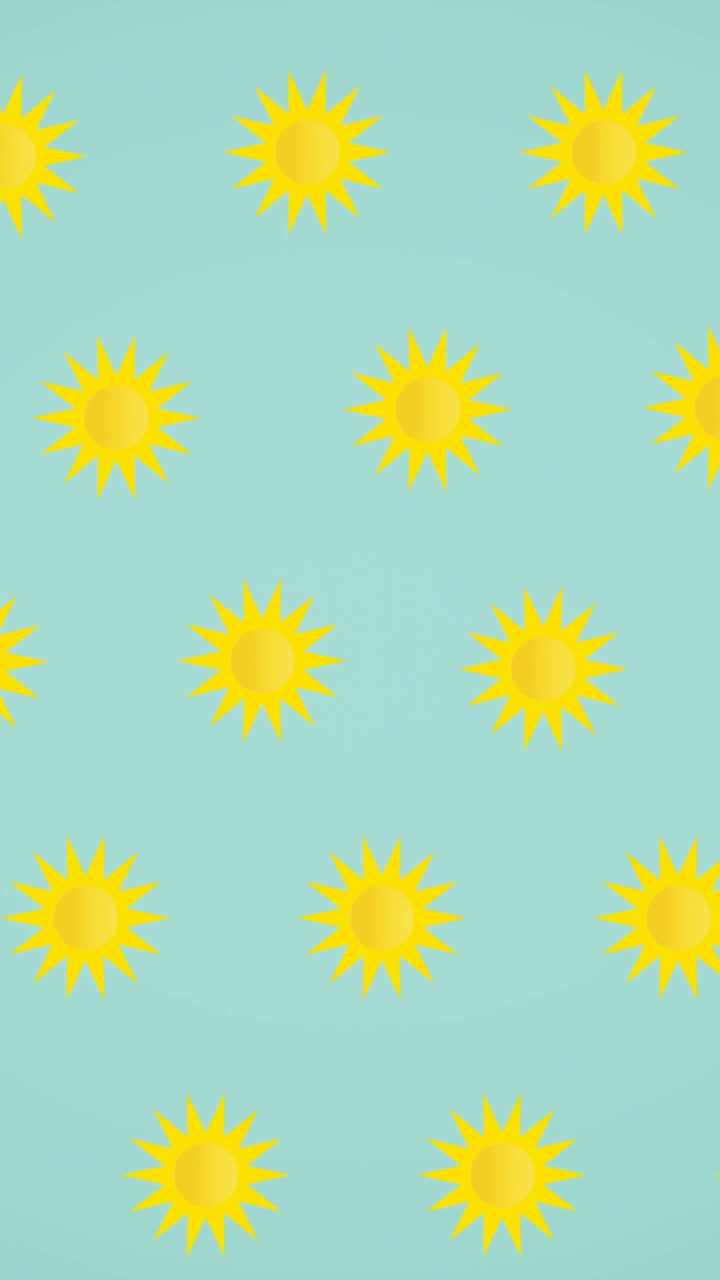 Animation of falling multiple yellow suns on blue background