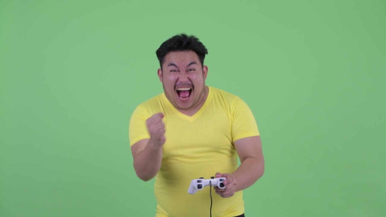 젊은, 잘생긴, 과체중인 아시아 남성