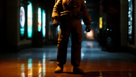 astronauta en el metro subterráneo