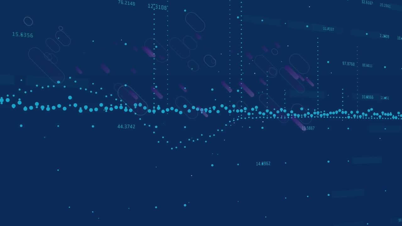 Animation of data processing over purple light trails