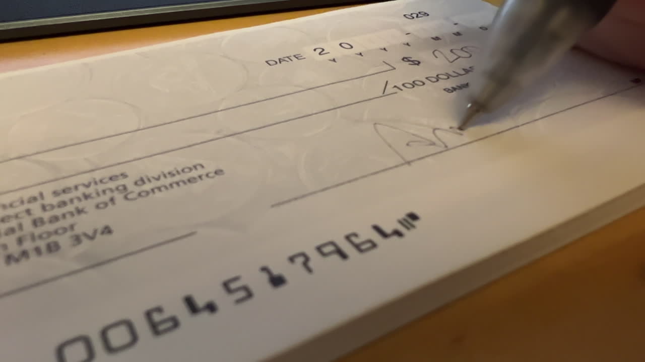 A person writing a check for a payment