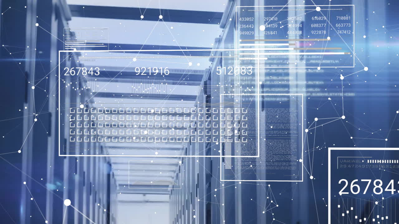 컴퓨터 서버를 통해 데이터 처리의 애니메이션