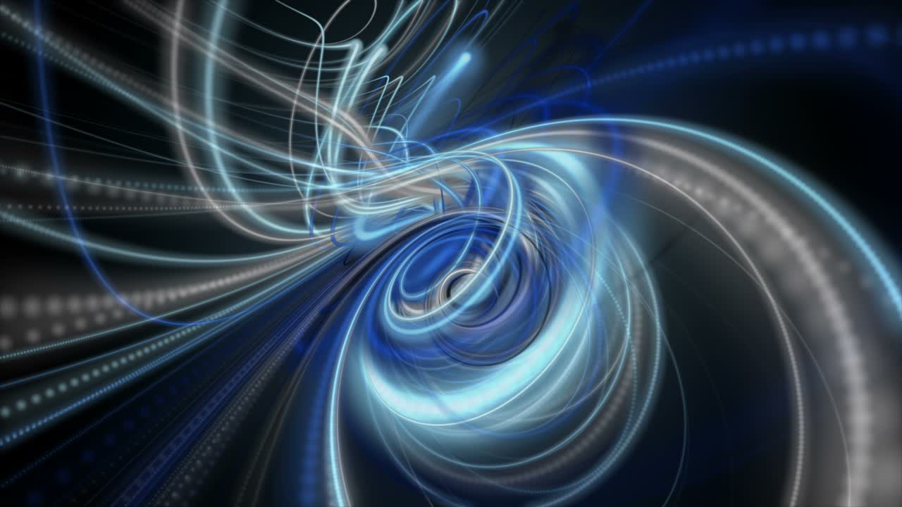 Futuristic animation with particle stripe object in slow motion, 4096x2304 loop 4K