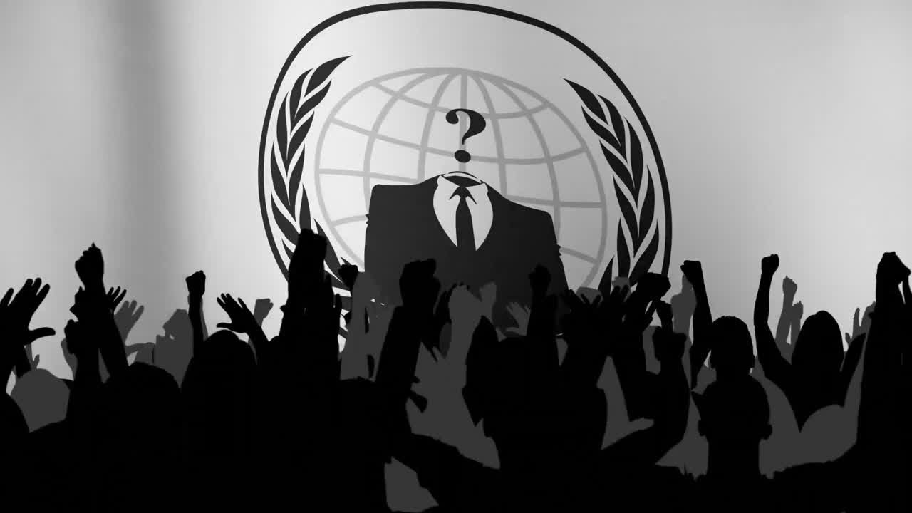 onz와 수트 기호 위에 나타나는 손의 실루 ⁇ 의 애니메이션