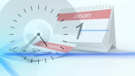 animación del reloj moviéndose sobre el calendario.