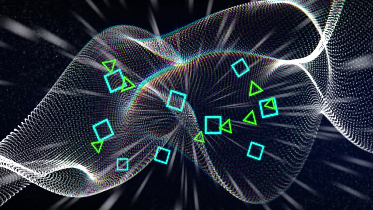 animación de un patrón de neón sobre una malla brillante que se mueve en un bucle sin costuras