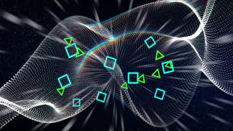 animación de un patrón de neón sobre una malla brillante que se mueve en un bucle sin costuras