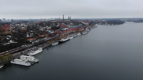 Drone-view-in-Stockholm,-Sweden