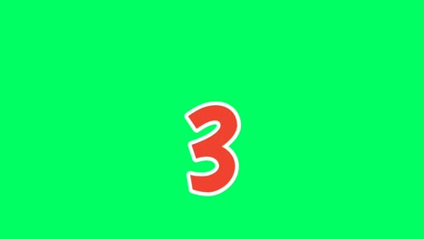 moving down cartoon number 3 three animation green screen.flat design cartoon number drop down animated images 4k