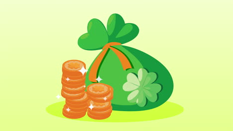 st. patrick's day lucky bag with coins