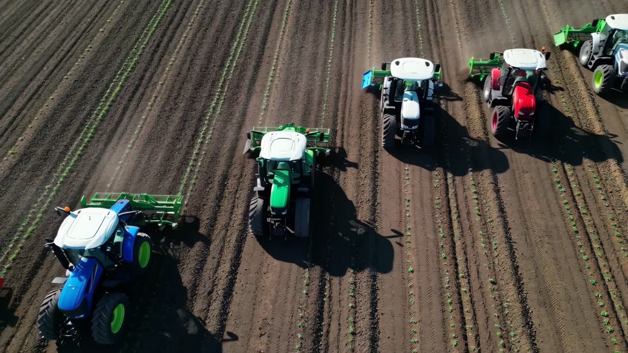 Tractors Working in a Field