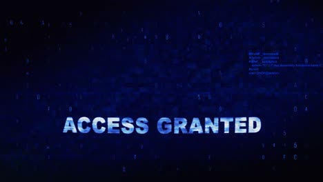 Access granted text digital noise twitch and glitch effect tv screen loop animation background login