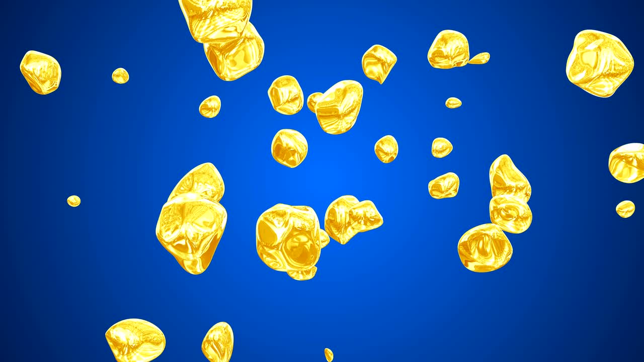 赤い背景に浮かぶ金色のパーティクル 4Kレンダリングアニメーションビデオ