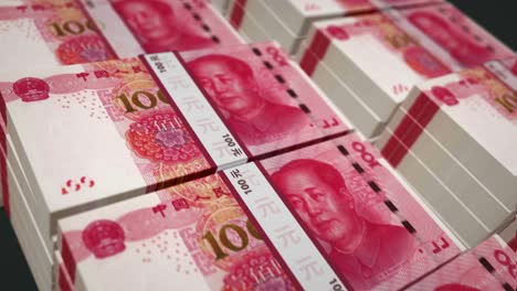 billetes de dinero de yuan y renminbi chinos en un bucle sin costuras