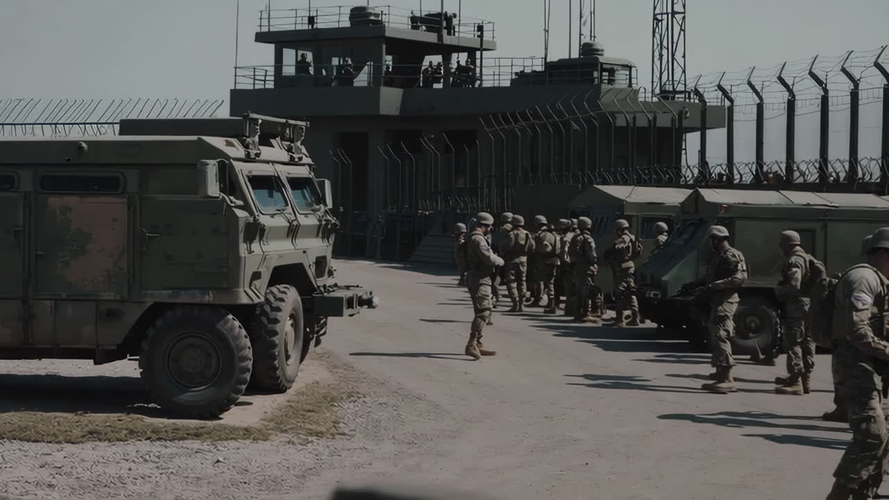 Military Personnel at a Base Checkpoint